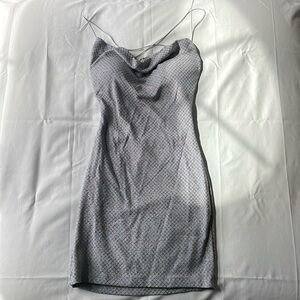 Silver sparkling body con dress